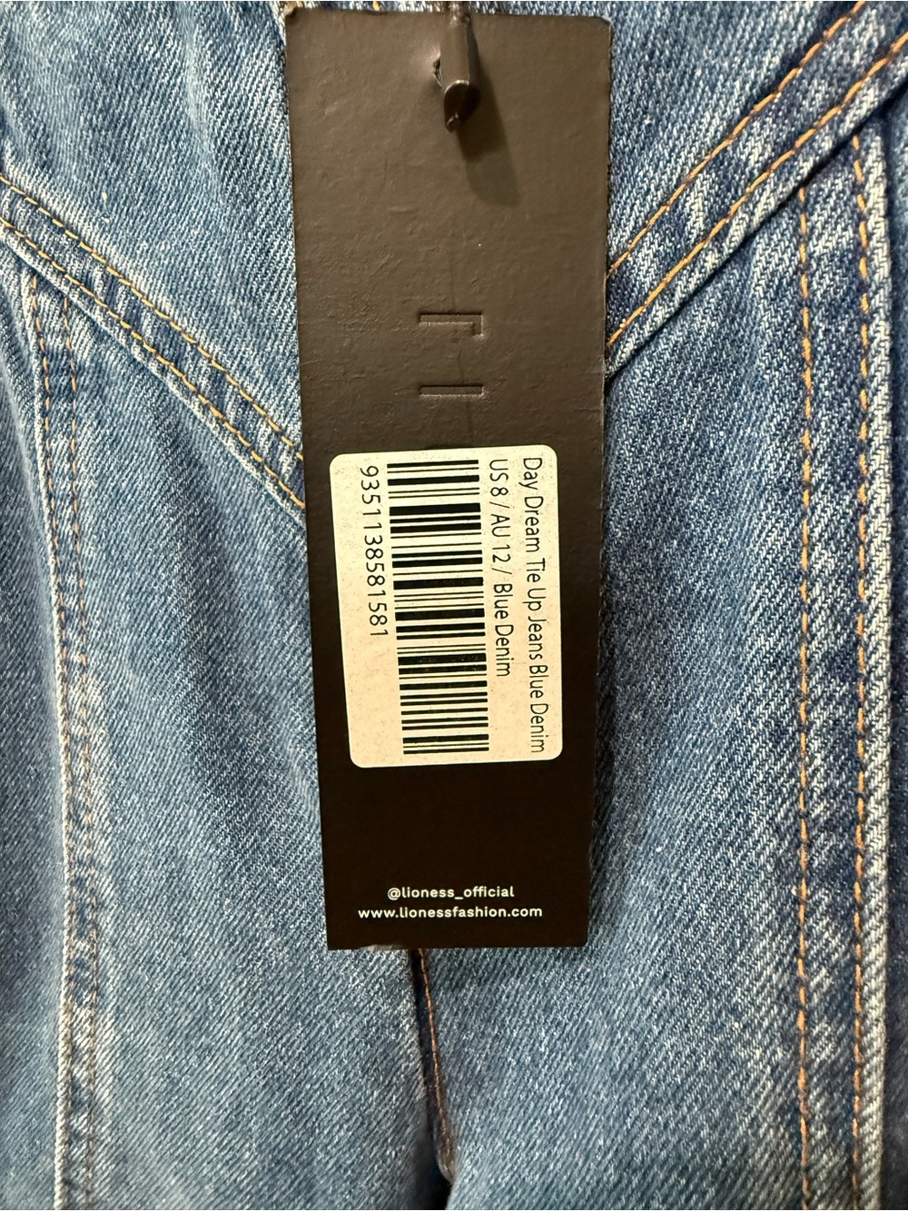 Lioness Day Dream Lace-Up Wide Leg Jeans NWT Blue Denim Size AU 12 / US 8 - Picture 5 of 11